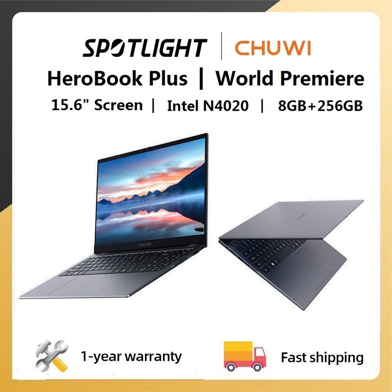 CHUWI HeroBook Plus Laptop 15.6 "FHD Screen PC Intel Celeron N4020 UHD Graphics 8GB RAM 256GB SSD Windows 11 Notebook Computer