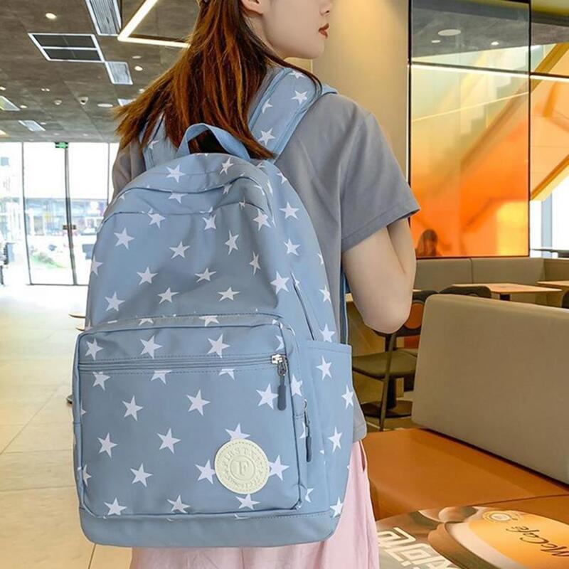 Студенческий рюкзак с пятиконечными звездами, портативный регулируемый ремешок с множеством карманов, вместительная повседневная школьная сумка для подростков