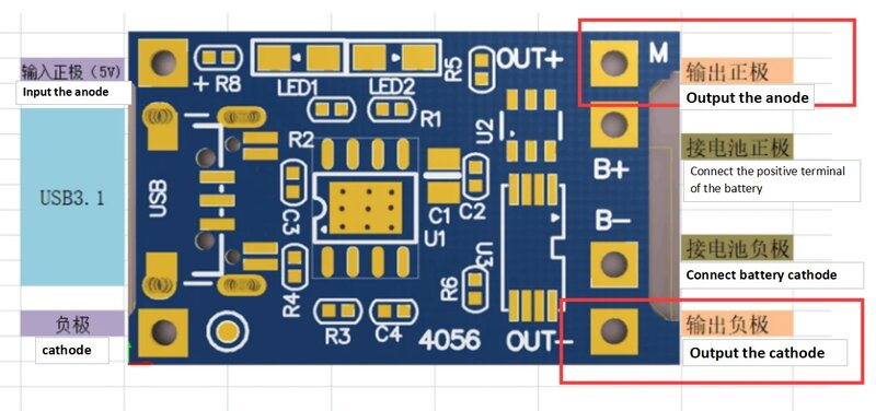 Tp4056/18650 Lithiumbatterij Usb-Interface Type-C Oplaadmodule 1a Oplaadbeveiligingskaart 2-In-1