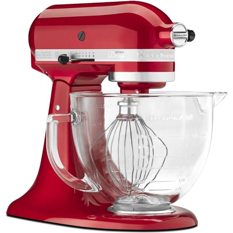 New-KSM155GBCA 5-Qt. Artisan Design Series with Glass Bowl - Candy Apple Red