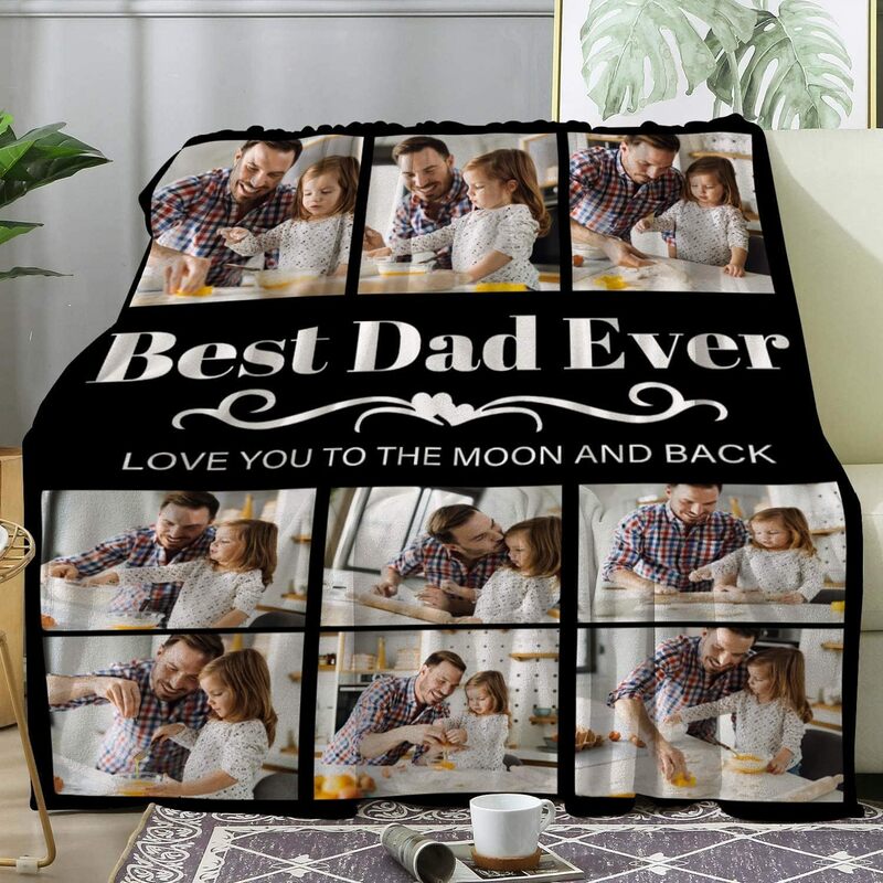 Cobertor personalizado com foto para o pai, presente de aniversário original, melhor pai, pai, marido e homem