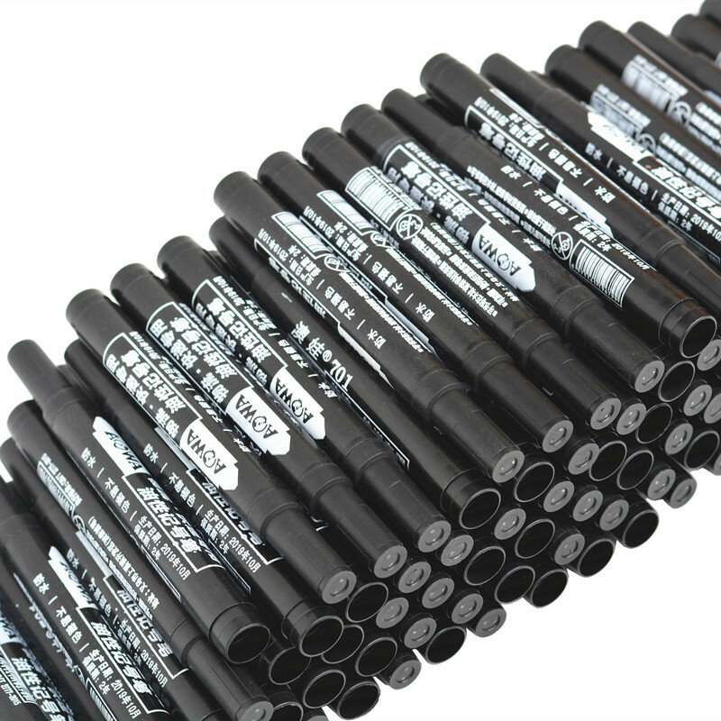 10pcs Permanent Paint Marker Pen Oily Waterproof Black Pen for Tyre Markers Quick Drying Signature Pen Stationery Supplies