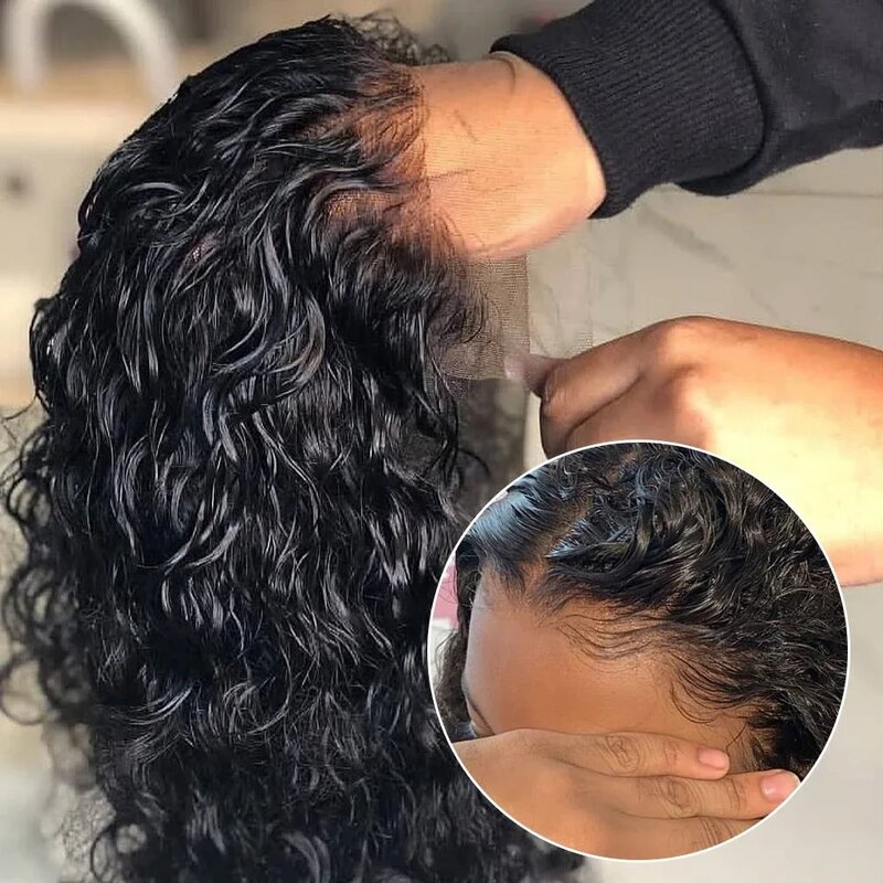Wome-Peluca de cabello humano rizado con ondas profundas, postizo de encaje frontal 13x4, corte Bob corto brasileño, predespuntado, 4x4, 180 de densidad
