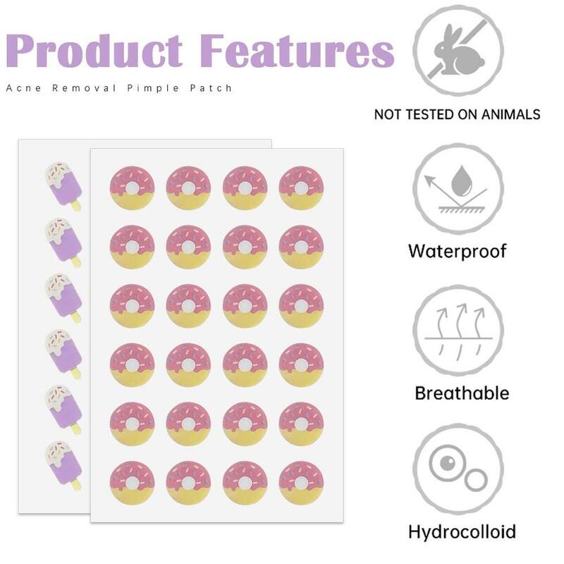 24 Counts Cupcake Ice Cream Donuts Acne Pimple Patch Invisible Dessert Theme For Face Zit Dots Patch Cover Stickers