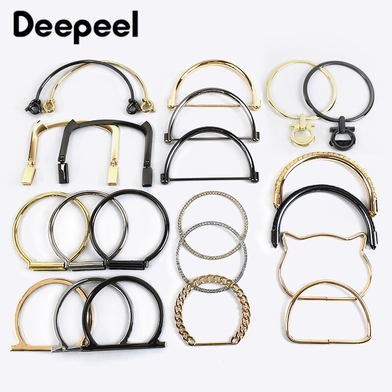 2Pcs Deepeel Metal Bag Handles Purse Sewing Frame Brackets DIY Handcrafted for Women Handbag Replacet Hardware Bags Accessories