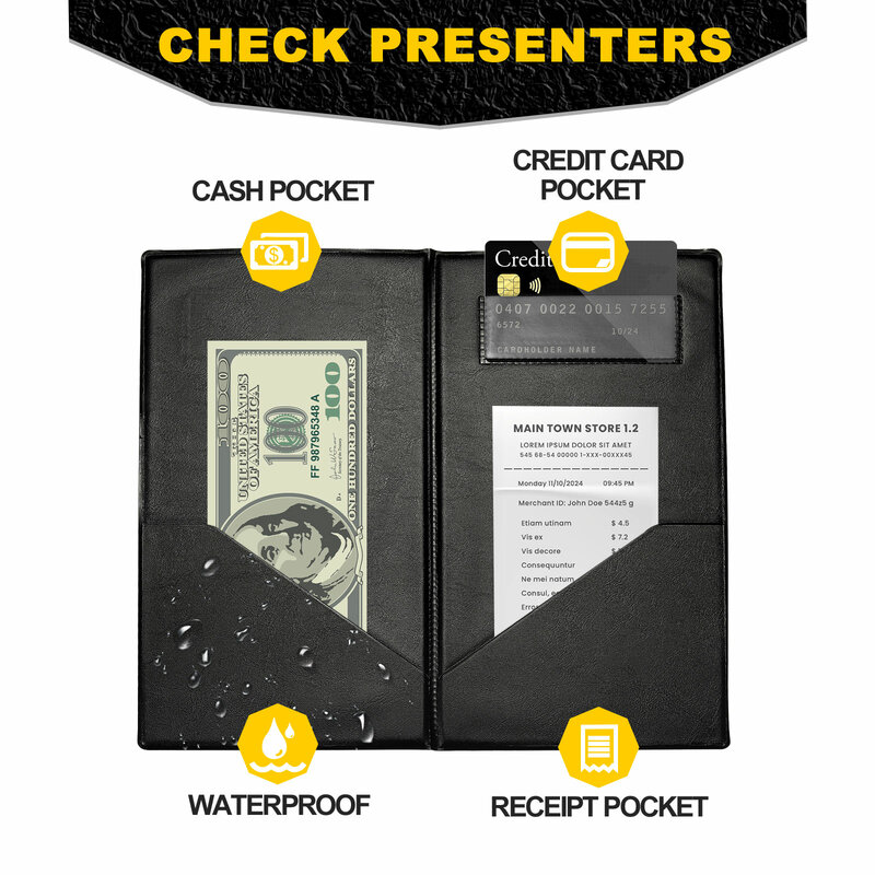 10Pcs Leather Check Folder Guest Check Card Holder Restaurant Check Presenters Guest Bill Server Menu Folder Checkbook Organizer
