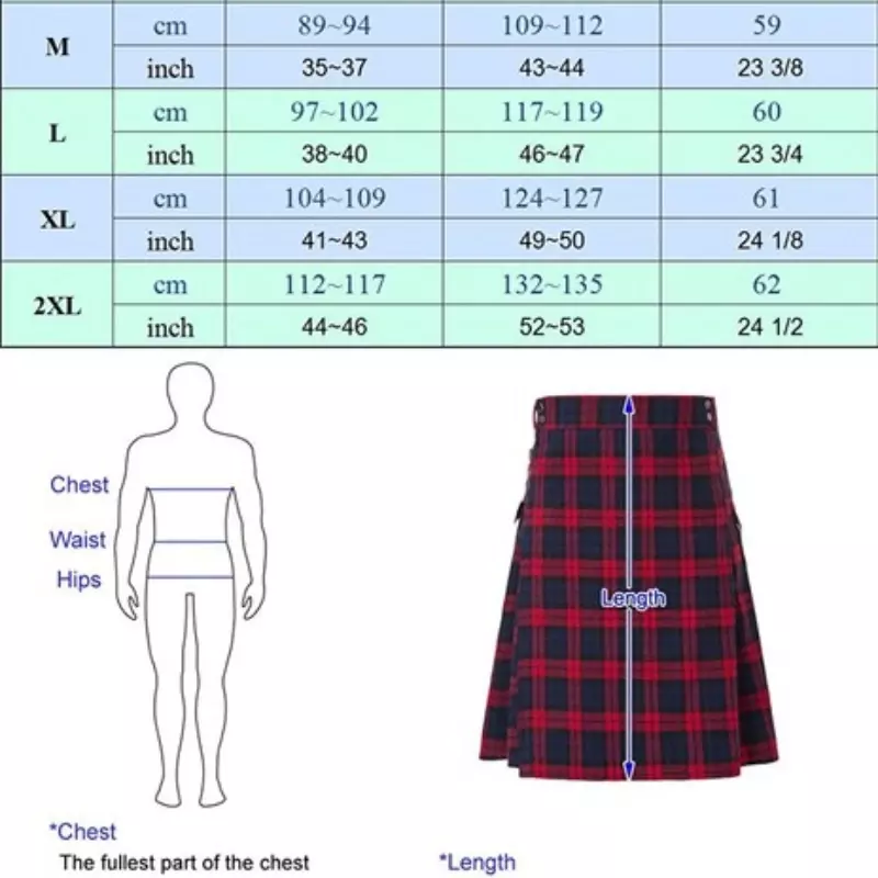 Мужская короткая юбка, Классическая клетчатая юбка практичная