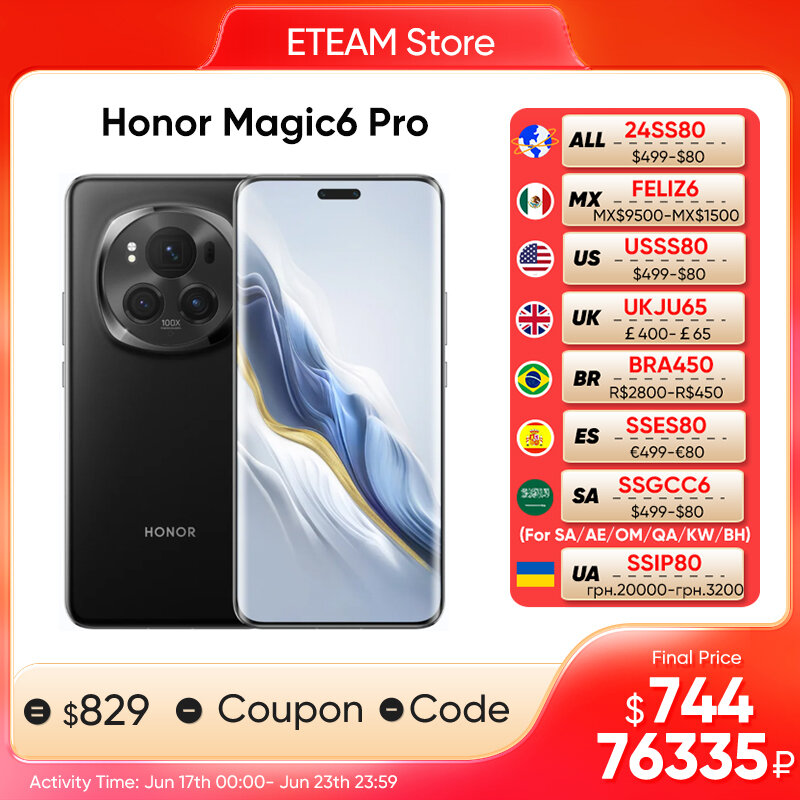 2024ใหม่ Honor Magic6 Pro ทุกรุ่น Snapdragon 8 Gen 3 120Hz 6.8 "สี่หน้าจอลอยกล้อง180MP