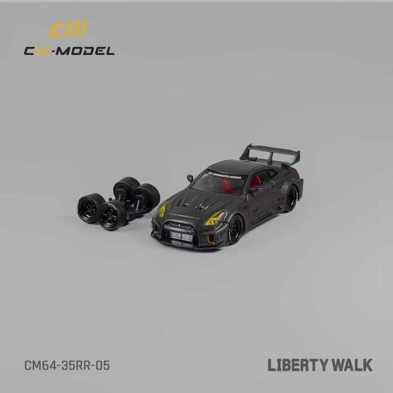 PreSale CM 1:64 LBWK GTR R35 Super Silhouette 35GT-RR Full Carbon Black Diecast Diorama Car Model Collection Miniature Toy