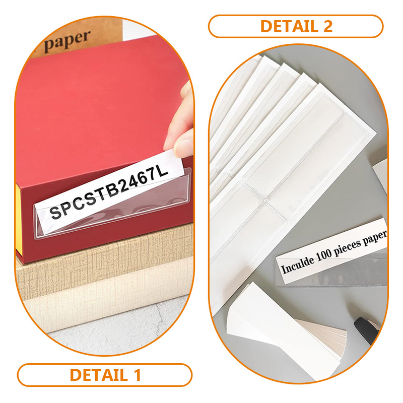 Estante de etiquetas transparentes autoadhesivas impermeables, clasificación de almacenamiento, etiquetas adhesivas de Pvc, bolsas para tarjetas