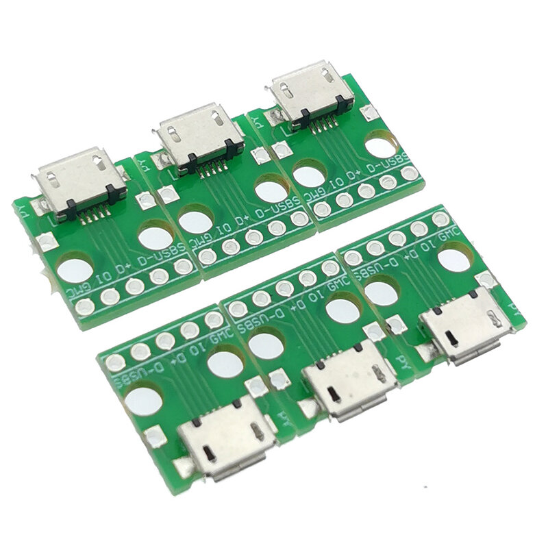 1-10 buah adaptor USB mikro ke DIP 5pin konektor wanita tipe B konverter pcb pinboard 2.54 Jack mikro