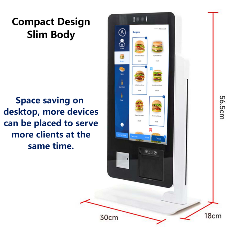 Desktop-Selbst bestell kiosk mit Gesichts kamera 15,6 Zoll ips Touchscreen-Selbstbedienung gerät mit Drucker-QR-Code-Scanner