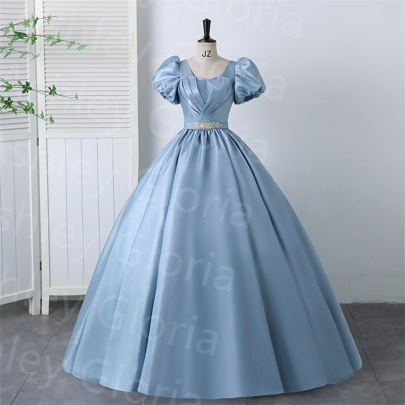 Ashley Gloria Satin Party Dress Sweet Quinceanera Dresses Short Puff Sleeve Ball Gown Classic Prom Dress Formal Homecoming Gown