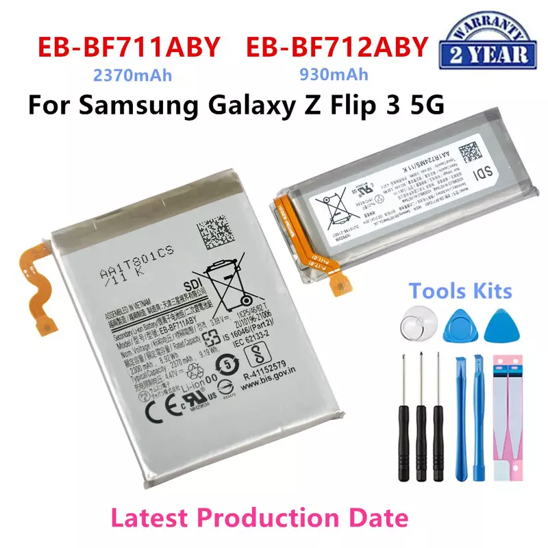 Nuovissima batteria EB-BF711ABY EB-BF712ABY per Samsung Galaxy Z Flip 3 Flip3 5G F711 F711B F712 SM-F711B batterie + strumenti