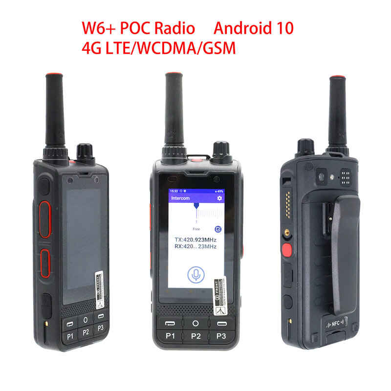 2024 NEW W6 + Walkie Talkie jaringan 4G WIFI Android 10 Unlock LTE/WCDMA/GSM POC Radio bekerja dengan PTT Zello asli