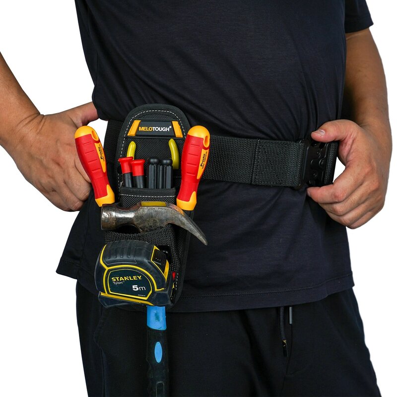 Bolsa de herramientas pequeña con Clip de cinturón, soporte de herramientas pequeño, organizador de trabajo mínimo, funda de herramientas y soporte para cuchillos con soporte para martillo