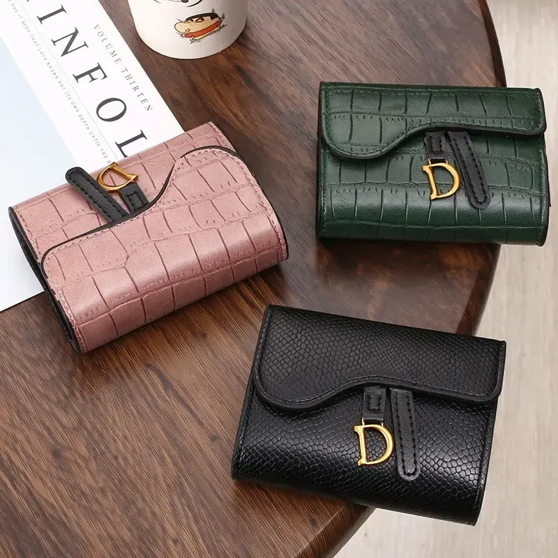 2024 Women Luxury D.Card Holder Short Wallet Mini PU Letter Wallet Multi Card Card Holder Small Multi Functional Clutch Bag