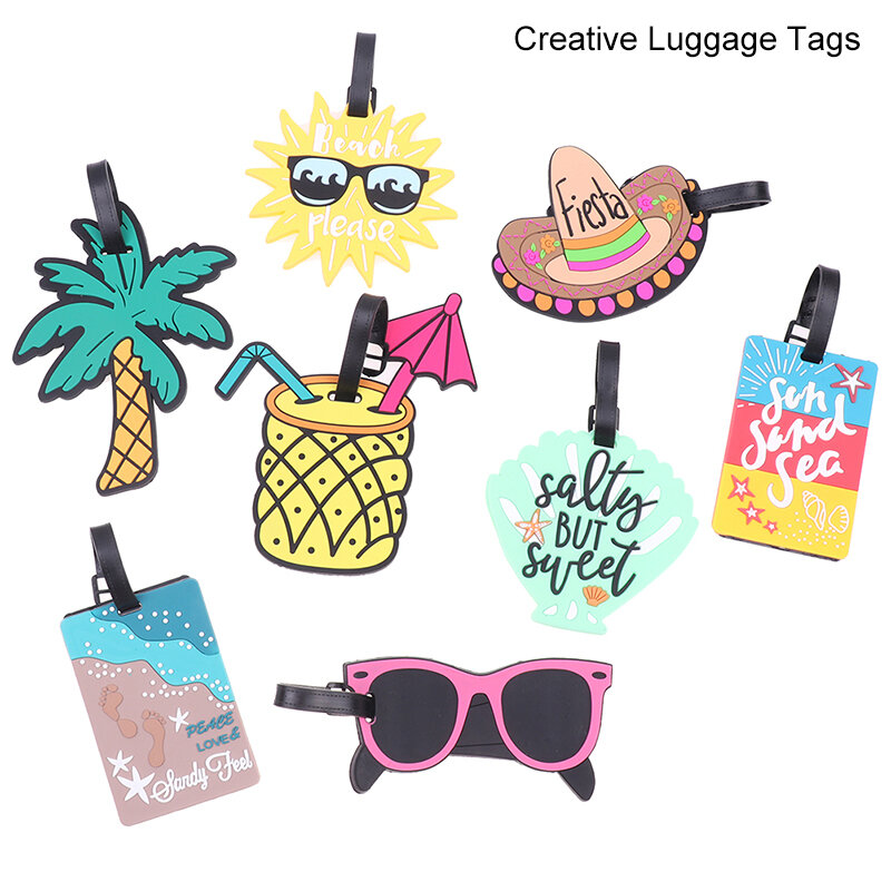 Гавайский пляж, ПВХ, креативная искусственная идентификация, держатель для фруктов, багажная бирка, силиконовая дорожная портативная бирка для чемодана