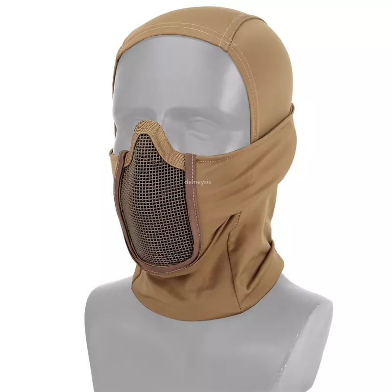 Tactical Full Face Mask Balaclava Cap Motorcycle  Airsoft Paintball Headgear Metal Mesh Hunting Protective Mask