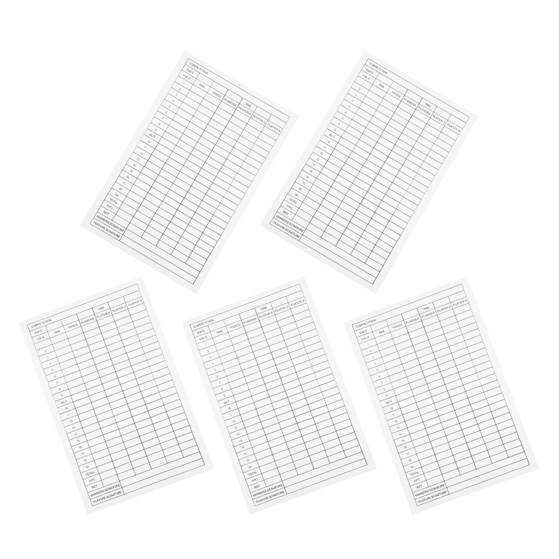 Carte de pointage de golf en papier durable, outils d'enregistrement de numéro, balles de taille revêtues pour statique et robuste, 5 pièces