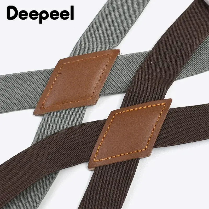 1Pc Deepeel 2.5*125cm Suspensórios largos elásticos dos homens ajustáveis 2 clipes cinta tipo X suspensórios decorativos masculino Jockstrap