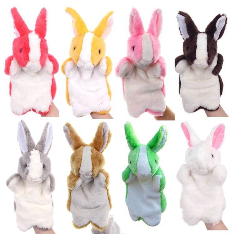 어린이 손 인형극 부드러운 봉제 토끼 소녀와 소년을 위한 동물 토끼 선물