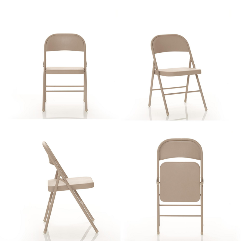 Chaise pliante en acier beige, chaises de restaurant, table à manger moderne, chaises de salle à manger, meubles nordiques, événements, paquet de 4