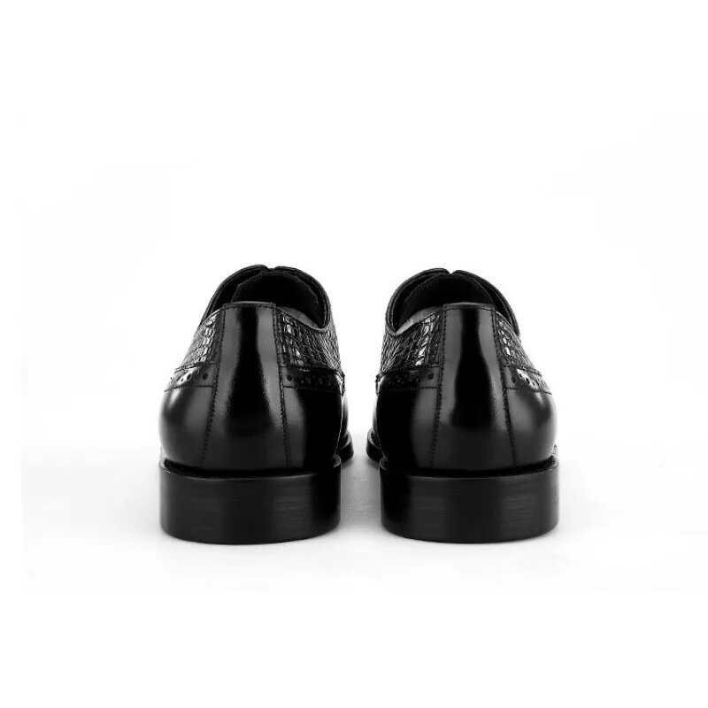 Escritório itália homem de negócios vaca couro real sapatos formais brogue rendas acima do dedo do pé quadrado oxfords masculino noivo sapatos vestido casamento marrom