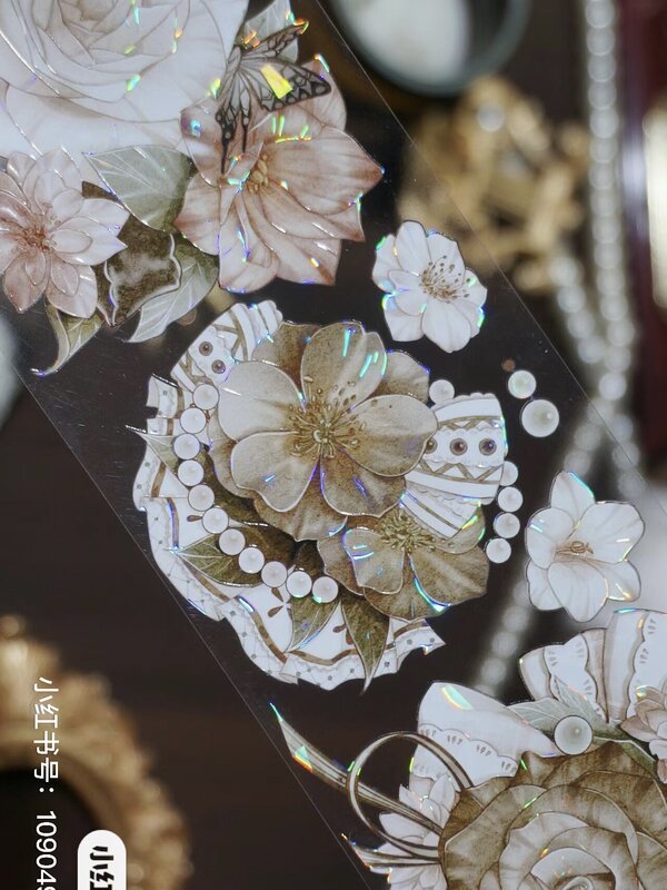Vintage Floral Collage for Journaling Washi Shiny PET Tape