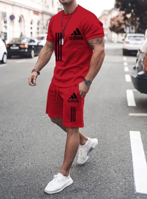 T-shirt à manches courtes et survêtement pour hommes, jogging décontracté, costume deux pièces, mode d'été, 2024