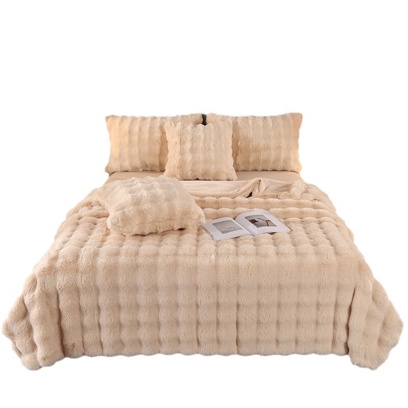 Universal Four-Level Nap Blanket, Teddy Bubble, Rabbit Fur Material