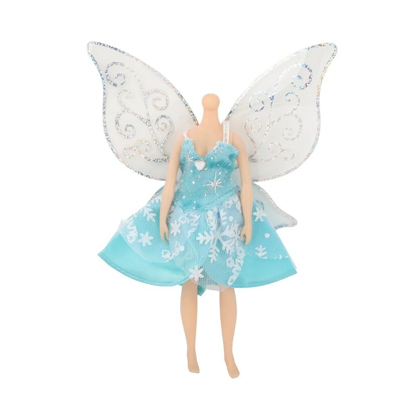 Gaun boneka Barbi sayap 20CM, pakaian boneka bunga Dutterfly untuk 1/8 BJD, aksesori boneka Blyth rumah boneka hadiah anak perempuan