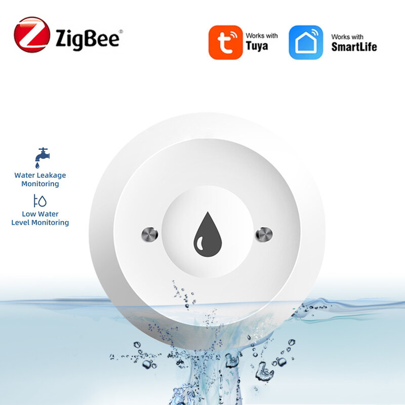 Zigbee Water Sensor Leak Detector Water Flood Sensor Smart Life APP Remote Monitoring Water Leakage Detector Need Tuya Zigbe Hub