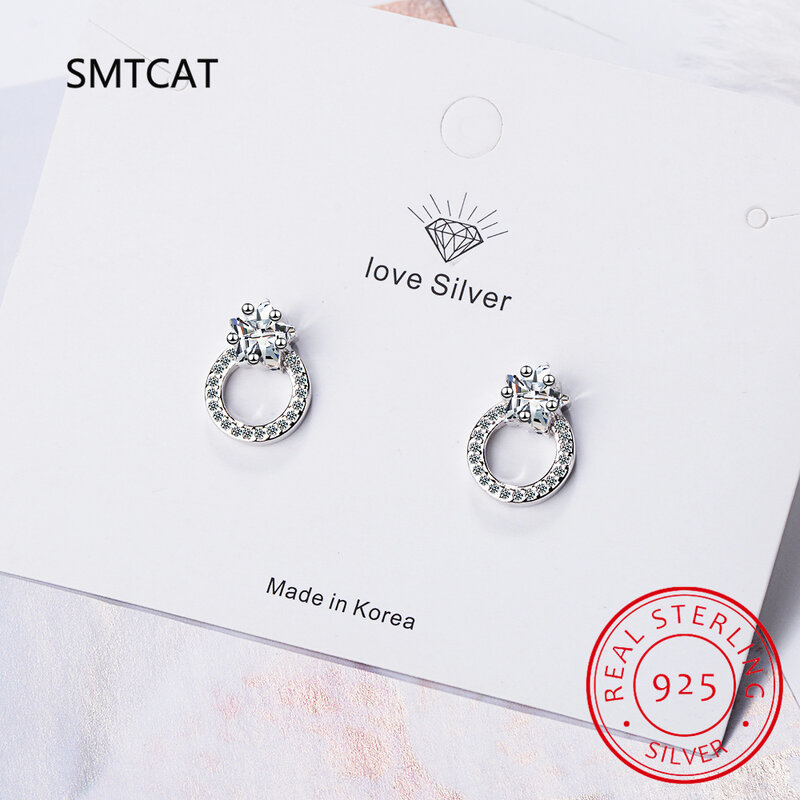 Moissanite Star Earring 925 Sterling Silver D Color Diamond Circle Ear Stud for Women Wedding Anniversary Fine Jewelry