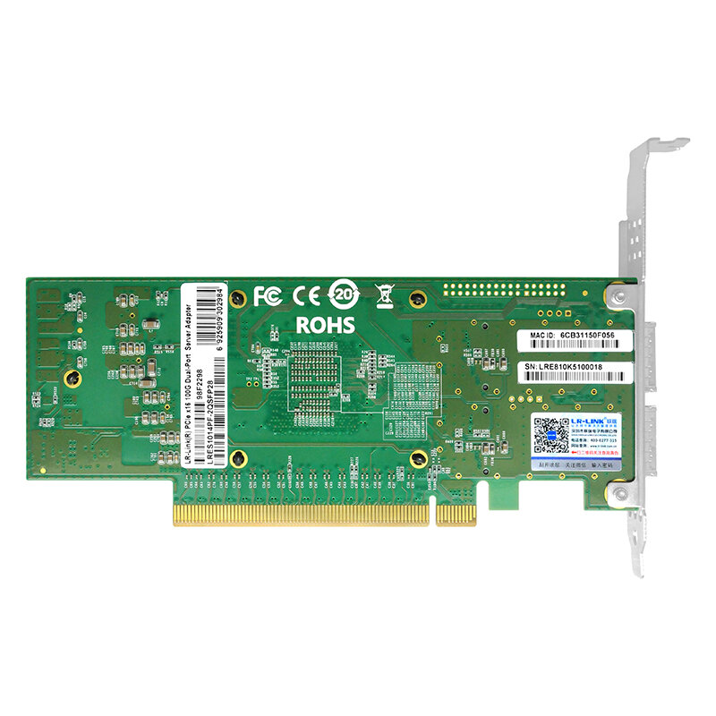 LR-LINK 1014PF 100G Jaringan Kartu Dual-Port QSFP28 NIC Berdasarkan Intel E810-CAM2 Chip PCI Express X16 RDMA Bandingkan untuk E810-CQDA2