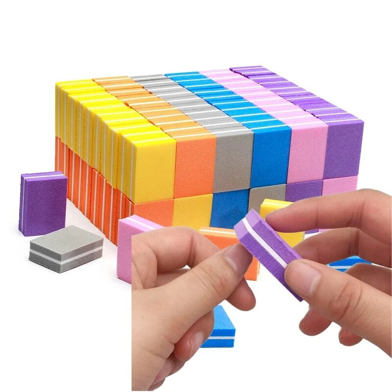 20 pçs/pçs/set arquivo de buffer de unhas mini blocos de arquivo de unhas multi-cores esponja para gel uv polonês lixa buffer tira manicure tf28
