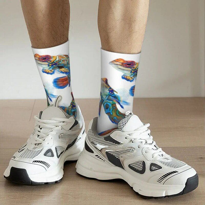 Разноцветные уютные носки унисекс с тропическими рыбками 8, уличные счастливые носки с 3D принтом, сумасшедшие носки в уличном стиле
