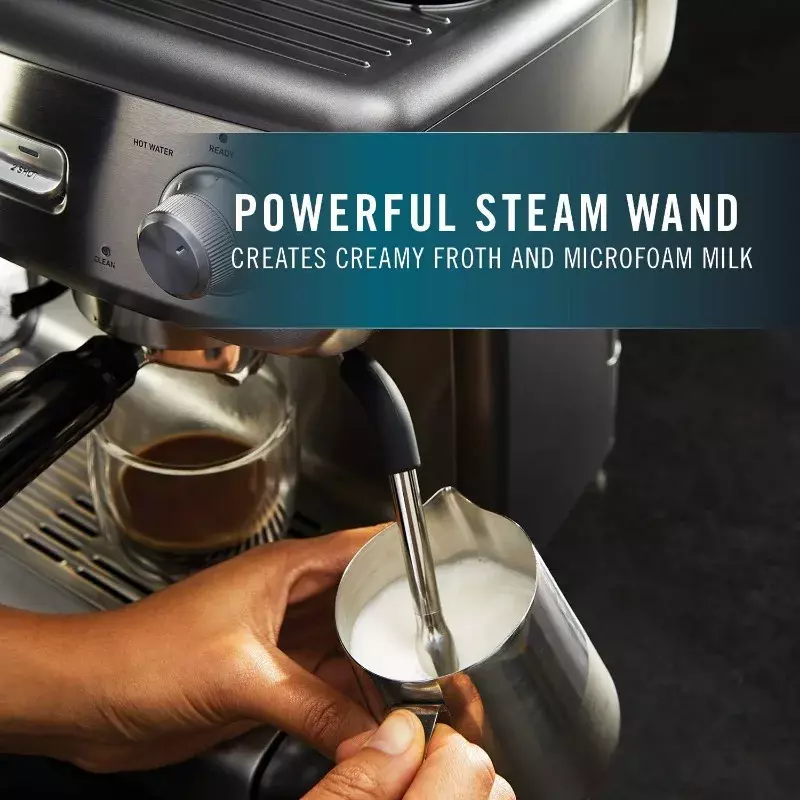 آلة اسبريسو كالفالون ، مطحنة القهوة ، العبث ، إبريق زبدة الحليب ، عصا البخار ، درجة الحرارة iQ ، مضخة 15 بار ، الفولاذ المقاوم للصدأ