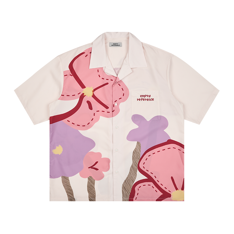 Bloemenshirt Origineel Lentetuinprint Shirt Met Korte Mouwen Heren En Dames Trend Los Casual Shirt Geometrisch Abstract