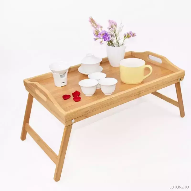 50x30x25cm Portable Natural Bamboo Bed Tray Breakfast Laptop Desk Reading  Gaming Desk Folding Table Useful Simple Kitchen Tool