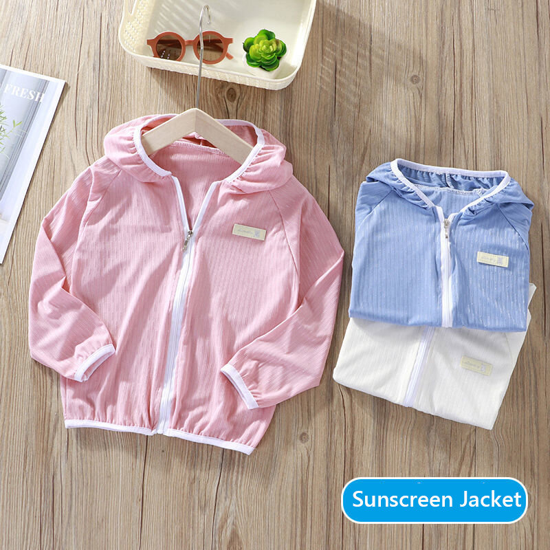Солнцезащитная куртка для детей, одежда для защиты от солнца, кондиционер для девочек и мальчиков, шелковое летнее уличное пальто для путешествий