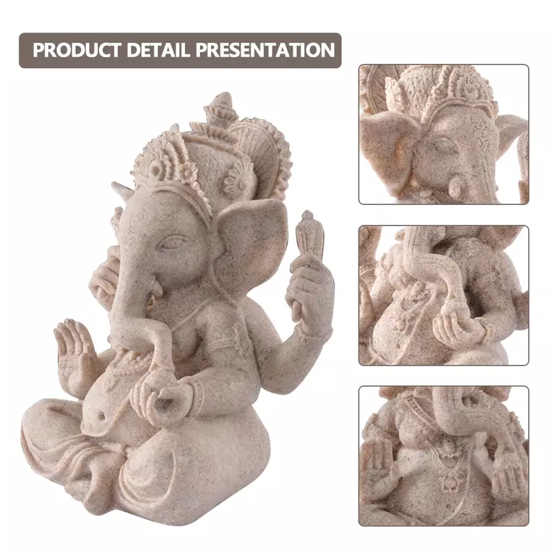 Statue Vintage d'éléphant de dieu en grès, Sculpture de seigneur indien Ganesha, Figurine de bouddha sculptée à la main