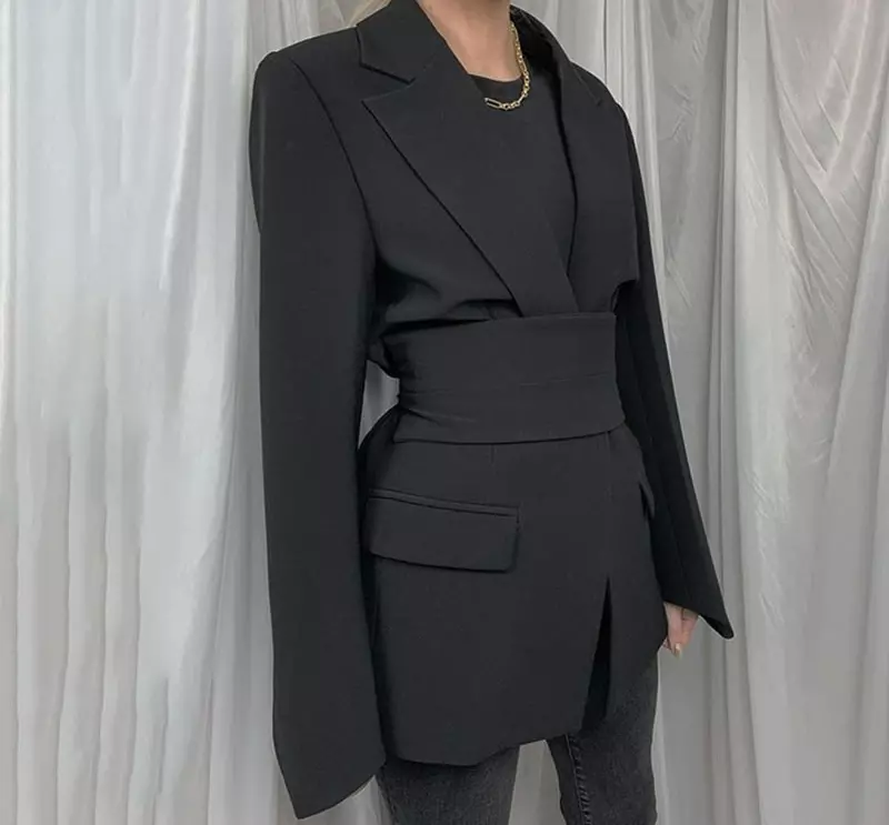 Elegante Blezer donna autunno abbigliamento Streetwear 2023 moda Versatile Casual risvolto solido manica lunga giacca cappotti per donna