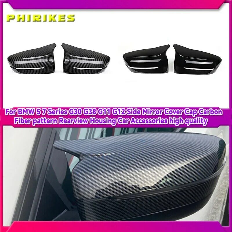 ABS Plastic Replacement Door Mirror Covers for BMW RHD 5 7 Series G30 G31 G11 G12, Fitment Guaranteed, High Gloss Black