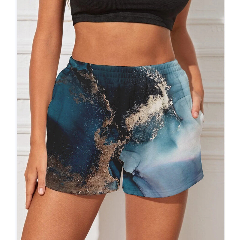 Marbled Wish Creative  Shorts  Women 3D  Print Gym Shorts Quick Dry  Summer Short Pants for Youth to Jogging Fitness Beach