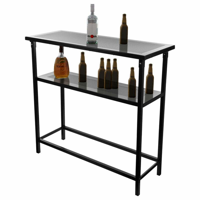 Metal Portable Bar Table w/ Carrying Case Bistro Pub Counter Table Kitchen Tall Dining Table