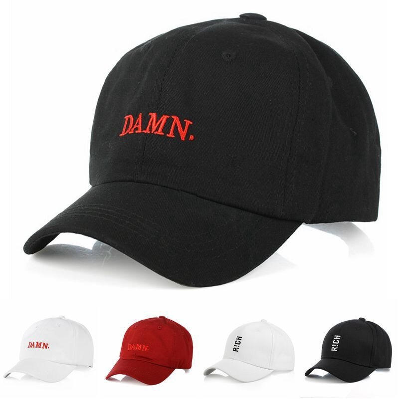 DAMN-Boné bordado para homens e mulheres, chapéu costurado, chapéu para pai, chapéu para pai, hip hop, rapper sem forro, snapback, rapper