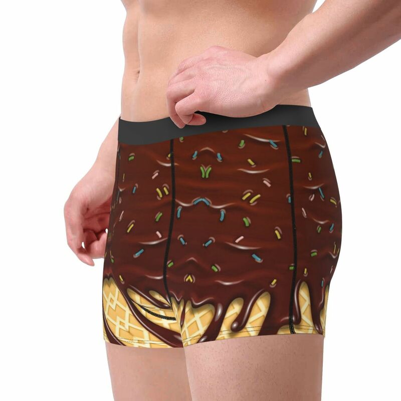 Nutty Chocolate Ice Cream Waffle Man'scosy Boxer Briefs,3D printing Underwear, Highly Breathable Top Quality Gift Idea