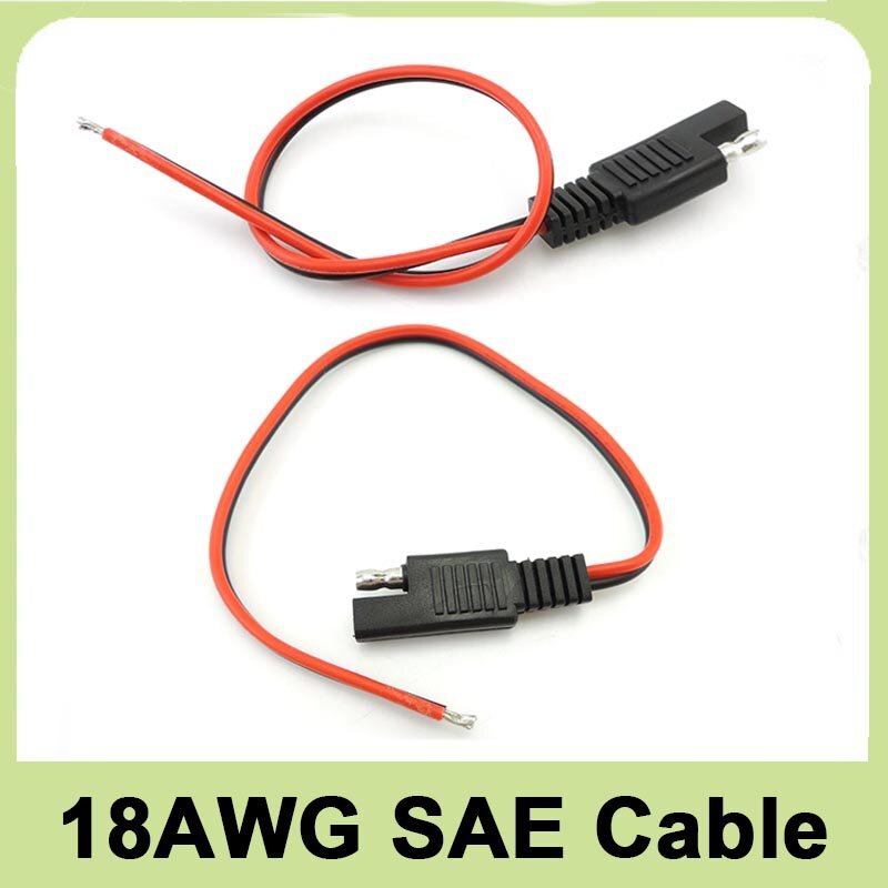 2pcs DIY Female SAE Wire 10A Power Automotive Extension Cable 30cm 18AWG 2Pin with SAE Connector Cable 30cm