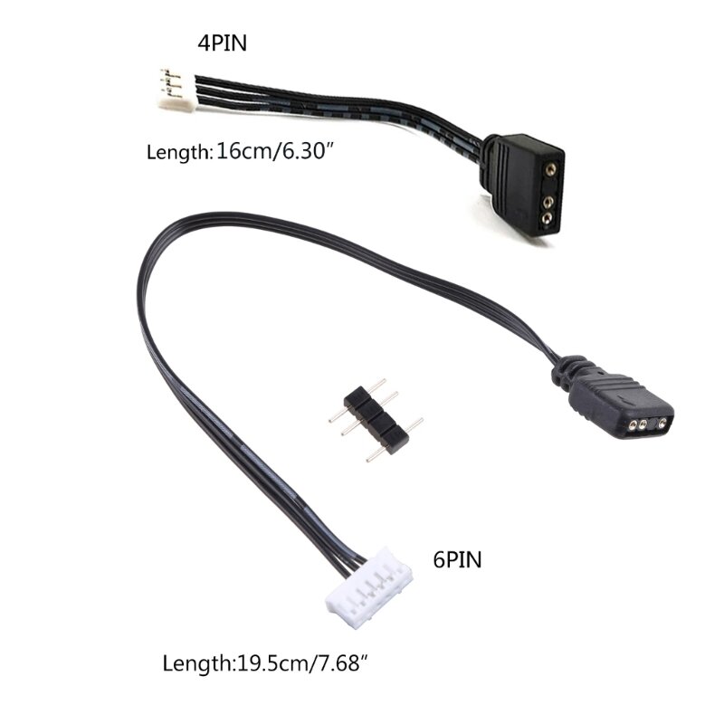Dla kontrolera wentylatora Coolmoon 5V 3 Pin do 6pin 4Pin kabel adaptera transferu 5V ARGB 3Pin do 4P 6P kabel konwertera